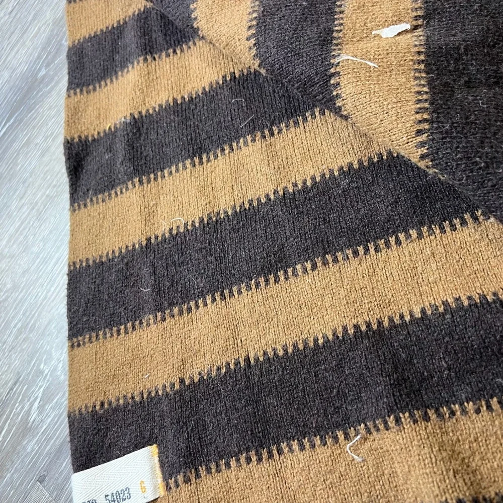 Gap Scarf Unisex OS Brown Tan Striped Cotton Lambswool Knit Winter Neckwear